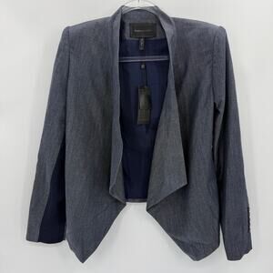 New BCBGMAXAZRIA Womens Abree Blazer Jacket Size S Indigo Open Shawl Collar